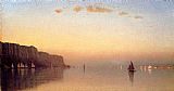 Sanford Robinson Gifford Famous Paintings - Sunset over the Palisades on the Hudson